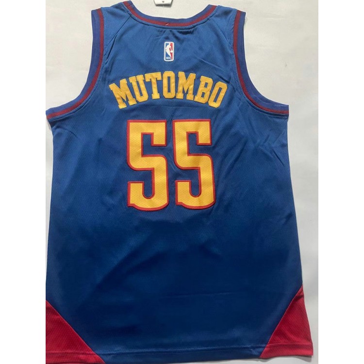 Maglia NBA 55 Mutombo Nuggets 22-23 statement Blu Ricamato