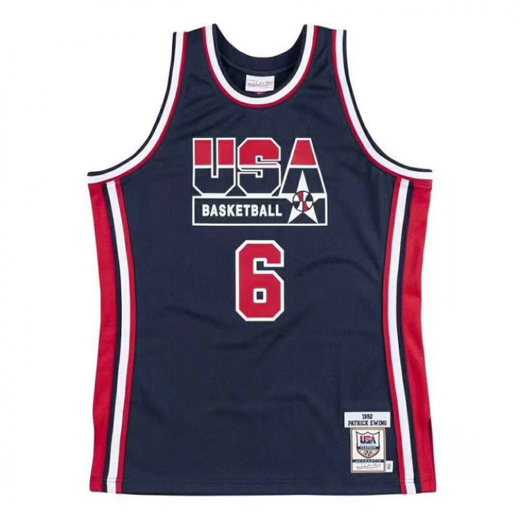 Maglia 6 Ewing 1992 USA Blu Navy Stampato