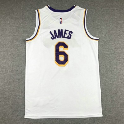 Maglia NBA 6 James Lakers Bianco Con logo 6 Ricamato