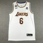 Maglia NBA 6 James Lakers Bianco Con logo 6 Ricamato