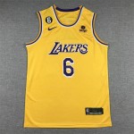 Maglia NBA 6 James Lakers Giallo Con logo 6 Ricamato