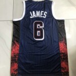 Maglia 6 James USA 2024 Olympics ricamo Blu Uomo