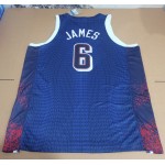 Maglia 6 Lebron James 2024 USA Team Blu Navy con stripe Uomo