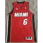 Maglia #6 Lebron James Miami Heat adidas Rosso Stampato