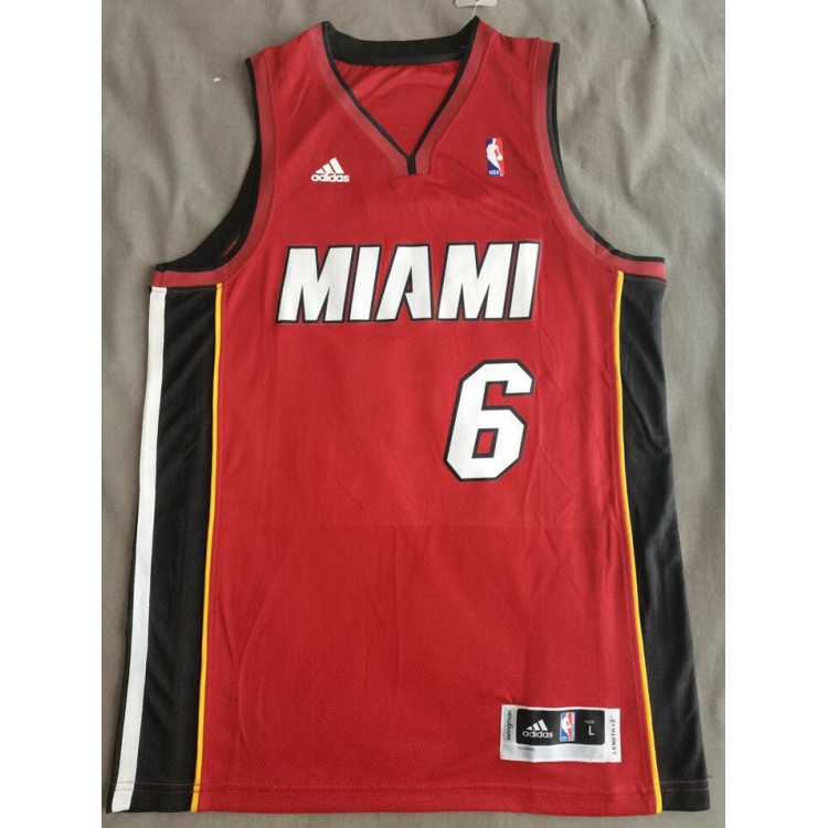 Maglia #6 Lebron James Miami Heat adidas Rosso Stampato