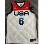 Maglia 6 Lillard 2020 Olympic USA Team Bianco