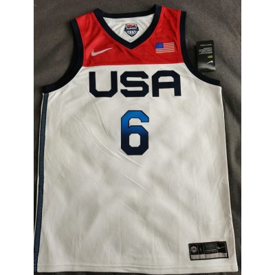 Maglia 6 Lillard 2020 Olympic USA Team Bianco