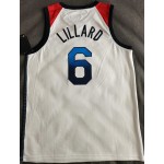 Maglia 6 Lillard 2020 Olympic USA Team Bianco