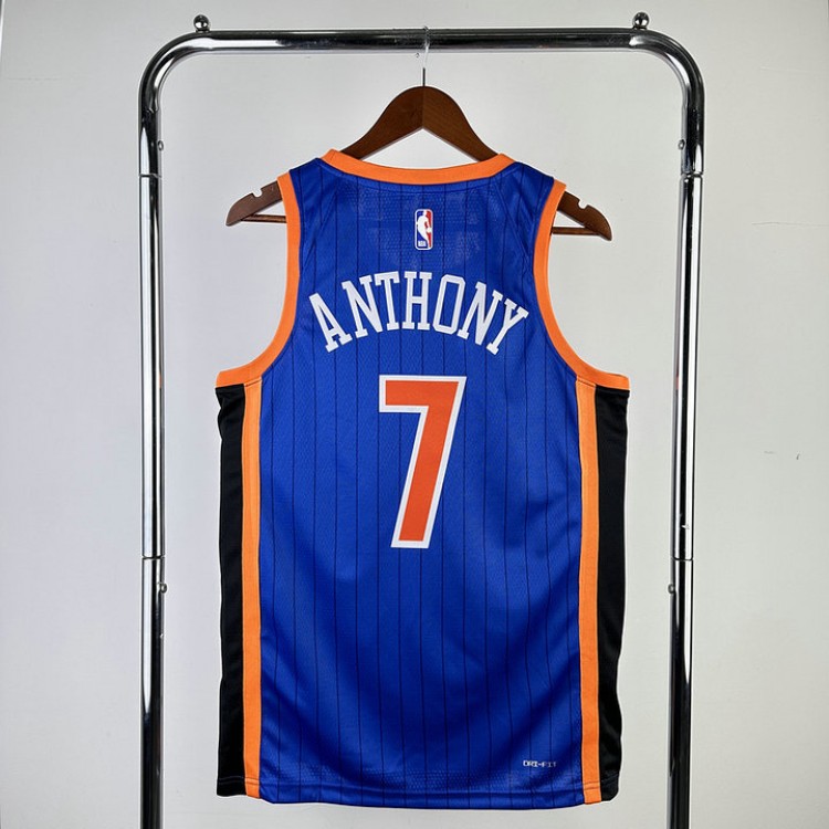 Maglia #7 Anthony Knicks 23-24 city Blu Stampato