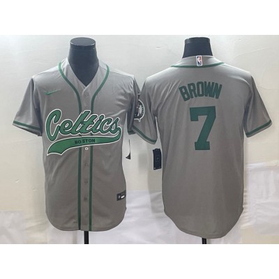 Maglia #7 Brown Boston Celtics baseball Grigio