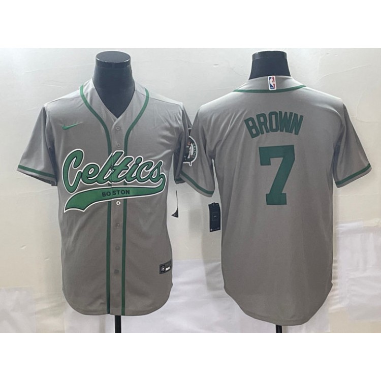 Maglia #7 Brown Boston Celtics baseball Grigio