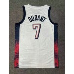 Maglia 7 Durant 2024 USA Team Bianco con stripe Uomo