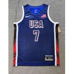 Maglia 7 Durant 2024 USA Team Blu Navy con stripe Uomo