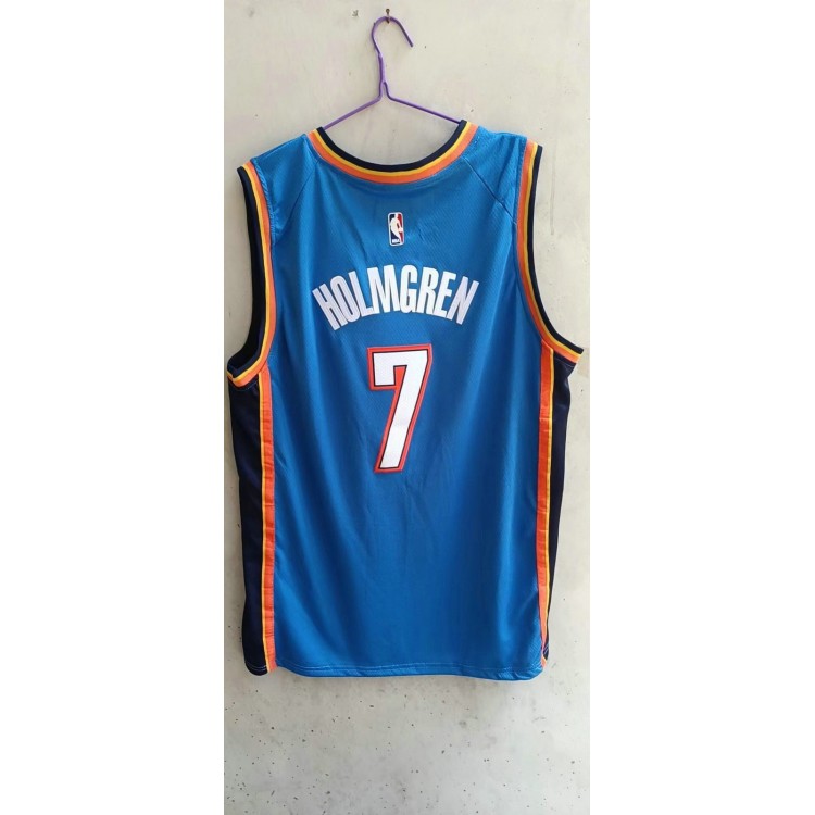 Maglia NBA 7 Holmgren OKC Thunder Blu Ricamato