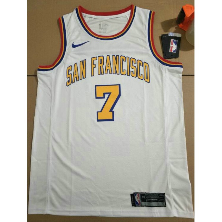 Maglia NBA 7 Paschall San Francisco Bianco Con sponor logo Stampato