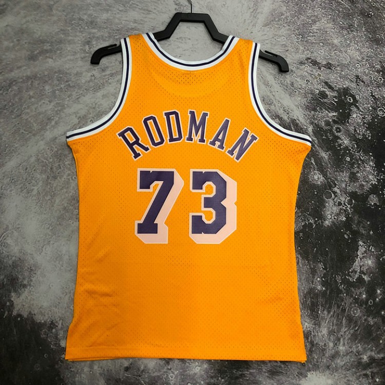 Maglia NBA 73 Dennis Rodman Lakers 1998-99 Retro Giallo Stampato