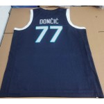 Maglia 77 Doncic 2024 Slovenia away Blu Navy Uomo