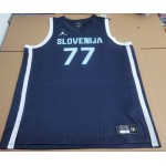 Maglia 77 Doncic 2024 Slovenia away Blu Navy Uomo