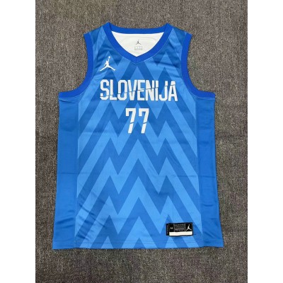 Maglia 77 Doncic slovenija 2023-24 Blu Stampato