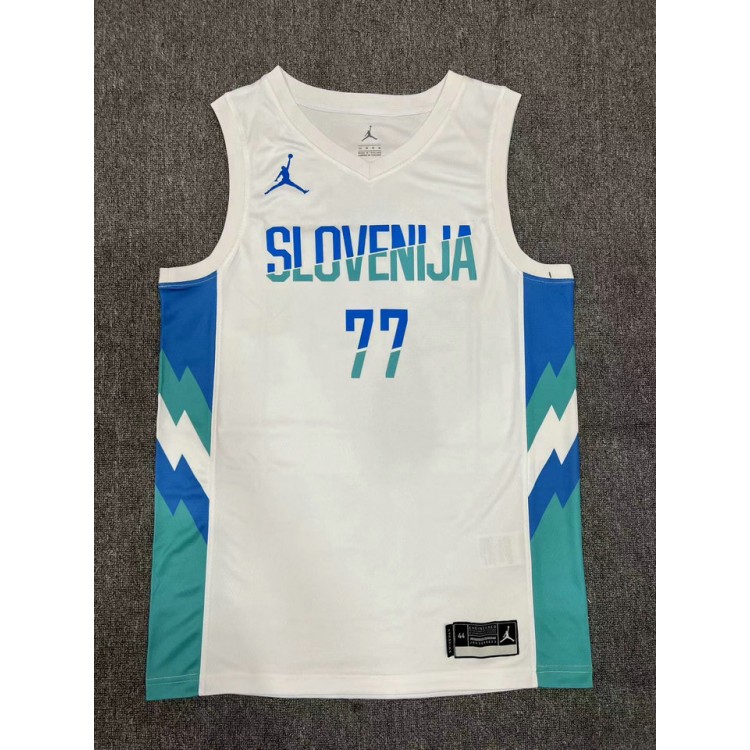 Maglia 77 Doncic slovenija 2023-24 Bianco Stampato