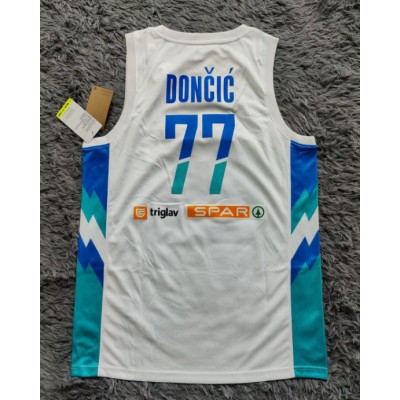 Maglia NBA 77 Doncic slovenija 23-24 Bianco Stampato