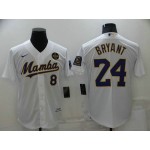 Maglia NBA 8 24 Kobe Bryant Mamba Manica Corta Bianco