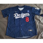 Maglia NBA 8 Front 24 back Bryant Dodgers baseball Blu stripe Bianco