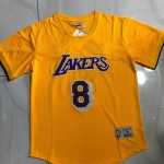 Maglia 8 Kobe Bryant Lakers Hardwood Classics Manica Corta Giallo