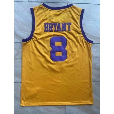 Maglia NBA 8 Kobe Bryant Lakers Retro Giallo Con stars Ricamato