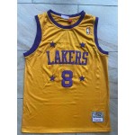 Maglia NBA 8 Kobe Bryant Lakers Retro Giallo Con stars Ricamato