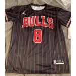 Maglia NBA 8 Lavine Bulls Manica Corta Nero con Striscia Stampato