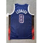 Maglia 8 Leonard 2024 USA Team Blu Navy con stripe Uomo