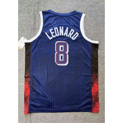 Maglia 8 Leonard 2024 USA Team Blu Navy con stripe Uomo