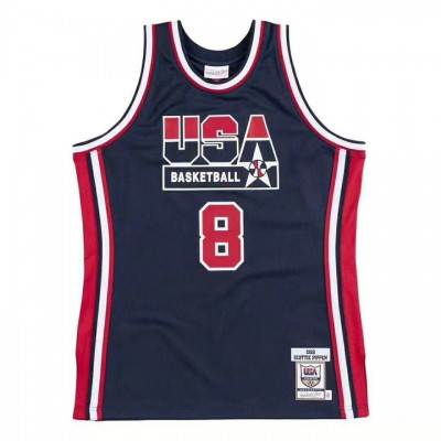 Maglia 8 Pippen 1992 USA Blu Navy Stampato