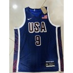 Maglia 9 Haliburton 2024 USA Team Blu Navy con stripe Uomo