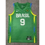 Maglia 9 Huertas 2024 Olympics Brazil Team Basketball Verde Uomo