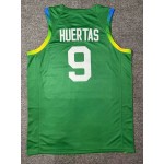 Maglia 9 Huertas 2024 Olympics Brazil Team Basketball Verde Uomo