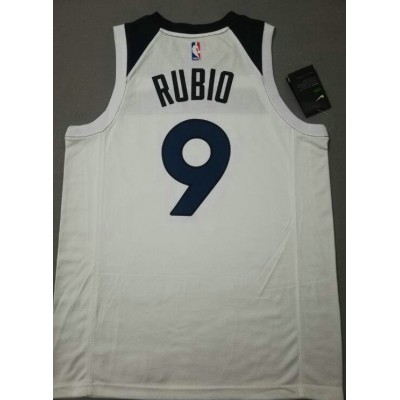 Maglia NBA 9 Rubio Timberwolves Bianco Stampato