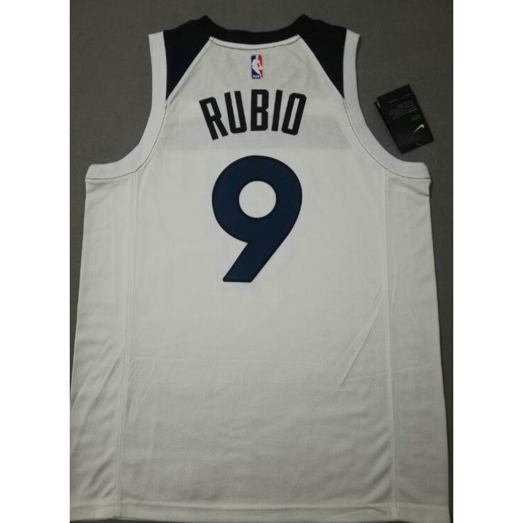 Maglia NBA 9 Rubio Timberwolves Bianco Stampato