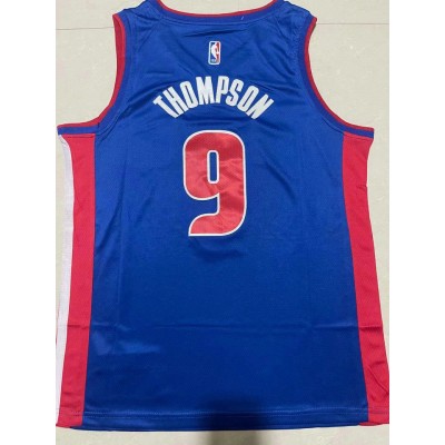 Maglia #9 Thompson Detroit Pistons Blu Ricamato