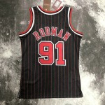 Maglia NBA 91 Rodman Bulls 1995-96 Retro Nero con Striscia