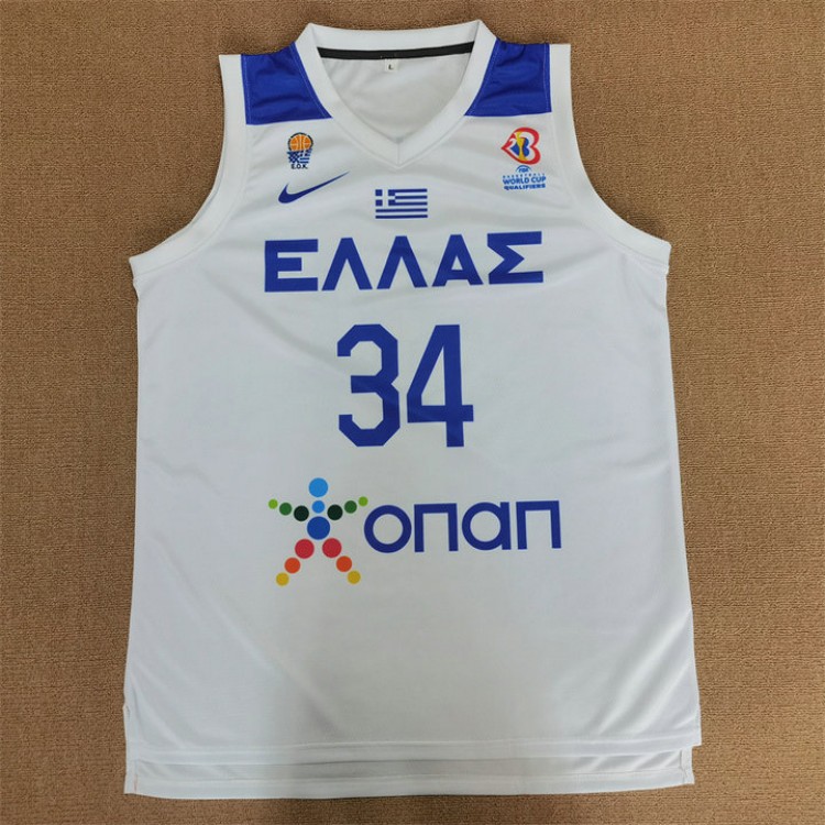 Antetokounmpo G. 34 Bianco Greece 2023 Fiba Eurobasket Maglia Uomo