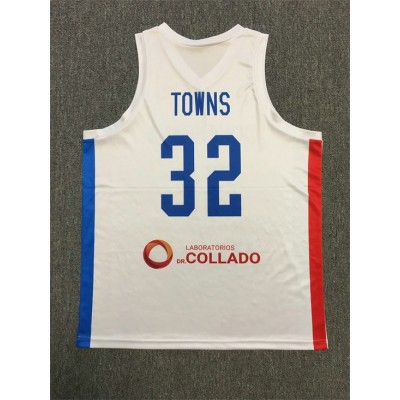 Maglia NBA Antony Towns 32 Team Dominicana Basketball Bianco Stampato