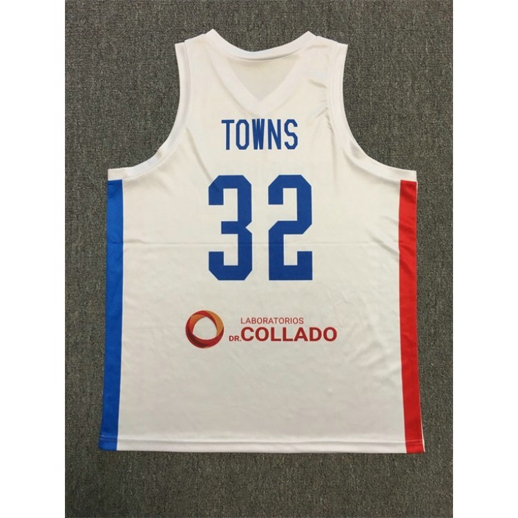 Maglia NBA Antony Towns 32 Team Dominicana Basketball Bianco Stampato