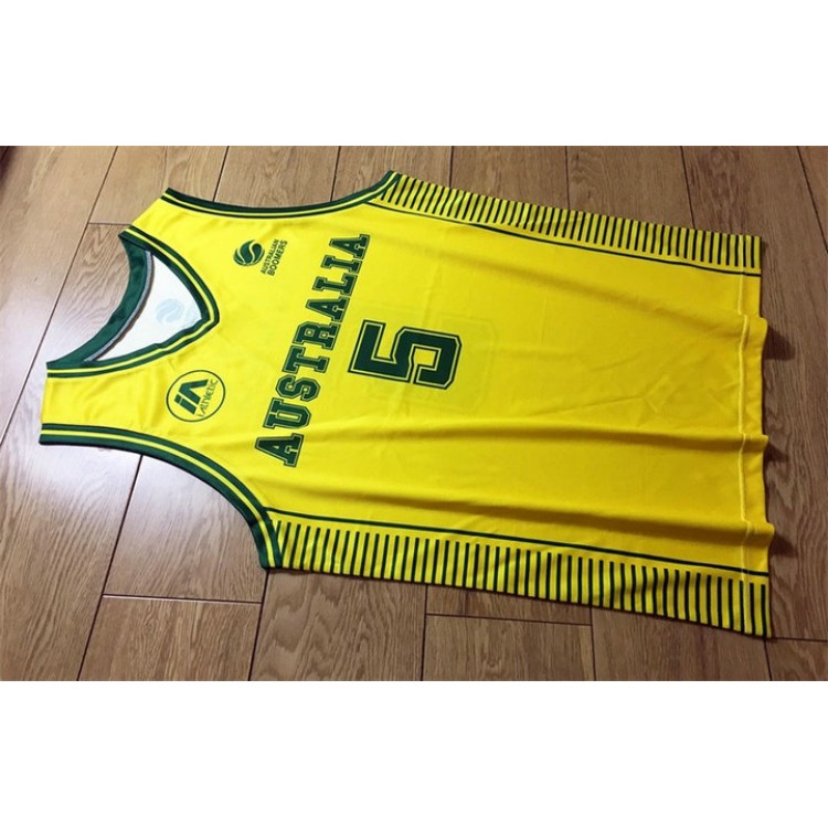 Australian Boomers 5 Patty Mills 2024 Basketball Maglia Giallo Uomo