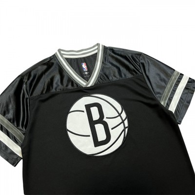 Maglia Brooklyn Nets Ricamato Big logo Manica Corta Nero