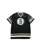 Maglia Brooklyn Nets Ricamato Big logo Manica Corta Nero