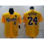 Maglia NBA Front 8 back 24 Bryant Mamba baseball Giallo