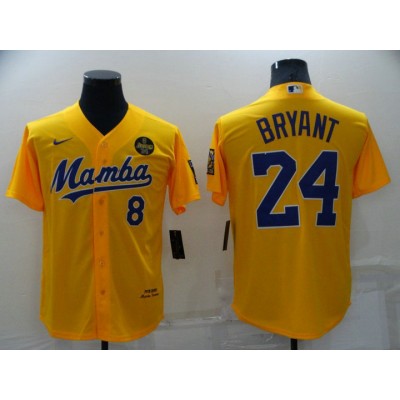 Maglia NBA Front 8 back 24 Bryant Mamba baseball Giallo