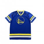 Maglia NBA Golden State Warriors Ricamato Big logo Manica Corta Blu size S-XL